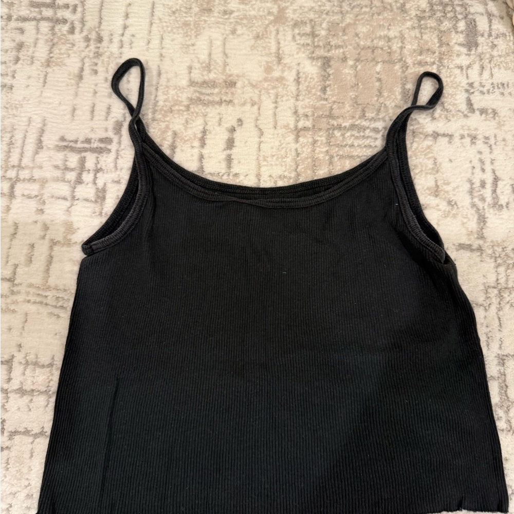 BRANDY MELVILLE Black Ribbed Spaghetti Strap Tank Top - Women